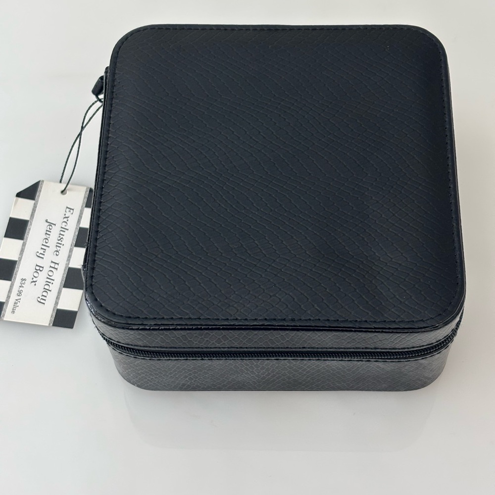 Faux Leather Jewelry Box, Black, NWT